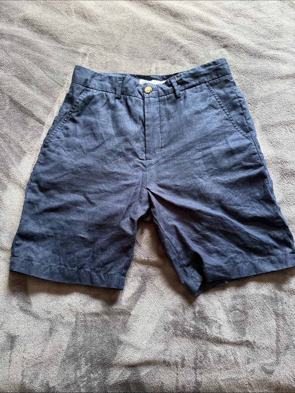 Zara Men's Dark Navy Flat-Front Shorts